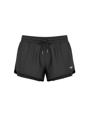 Speedo Women’s 14 Gym2Pool 2-in-1 Run Swim Shorts Black Built In Liner Pockets